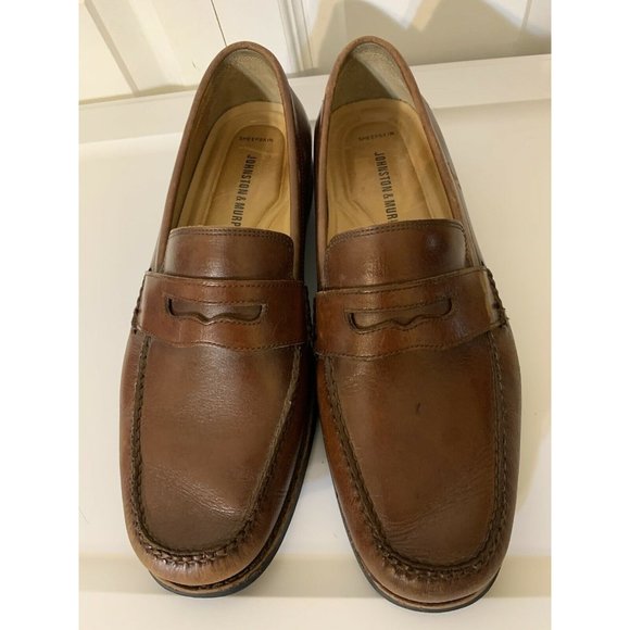 Johnston & Murphy Men’s Sz 9 1/2 M‎ Ainsworth Brown Sheepskin Penny Loafer Shoe - Picture 2 of 9